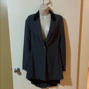 VENUS Gray Blazer Long-Line Suit Jacket Professional